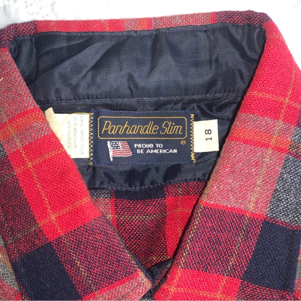 Panhandle Slim wool overshirt Fort Worth  Pearl Snap Shirt made in USA 18x35